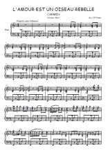 Téléchargez l'arrangement pour piano de la partition de Carmen, L'amour est un oiseau rebelle en PDF
